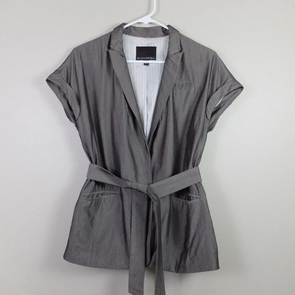 Banana Republic Gray Tie-Front Tuxedo Vest Size 2